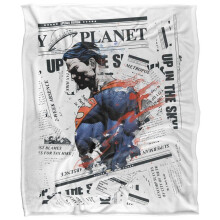(147cm x 91cm, White/Multicoloured) Superman Newspaper Watercolour Blanket
