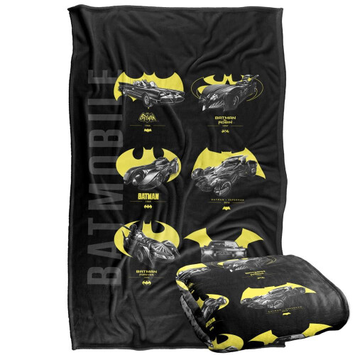 Batman (152cm x 127cm, Yellow/Black) Batman Batmobile Polyester Soft Touch Blanket 1