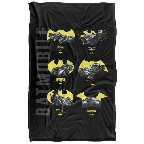 Batman (152cm x 127cm, Yellow/Black) Batman Batmobile Polyester Soft Touch Blanket