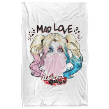 (152cm x 127cm, Multicoloured) Batman Harley Quinn Mad Love Character Face Soft Touch Blanket