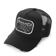 (One Size, Grey/Black) Societe Noir Mens Logo Mesh Trucker Cap