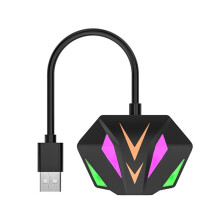 Adaptador Ethernet USB A RJ45 Tarjeta de Red 10/100/1000Mbps Efecto de Iluminación RGB para PC Computadora Portátil Negro