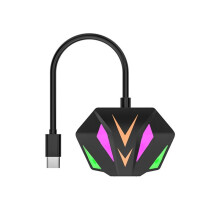 Tarjeta de Red Adaptadora Ethernet Tipo C A RJ45, 10/100/1000 Mbps, Efecto de Iluminación RGB para PC, Computadora Portátil, Color Negro