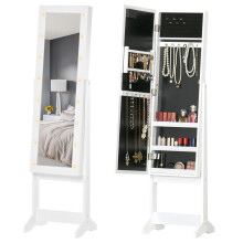 Freestanding Mirrored Jewellery Storage Cabinet - Warm White
