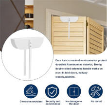 Bifold Door Lock- Metal Double Door Child Safety Locks Keep Toddler, Cats&Dogs Out of Pantry, Closets, Cabinets 2pcs