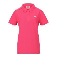 (14 UK, Bright Pink) Slazenger Womens/Ladies Logo Polycotton Polo Shirt
