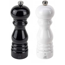 ensemble de 2 moulins à sel et à poivre, coloris noir et blanc, convenant à différents styles de cuisine.
