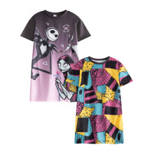 (7-8 Years, Multicoloured) The Nightmare Before Christmas Girls Short-Sleeved Nightdress Set (Pack of 2)