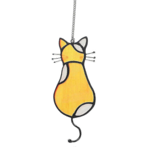 Yellow Acrylic Window Hanging Cat Ornament for Window 1
