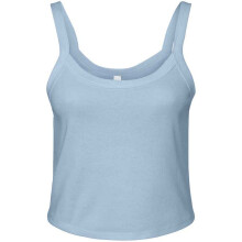 (4 UK - 6 UK, Solid Baby Blue) Bella + Canvas Womens/Ladies Micro-Rib Spaghetti Strap Tank Top