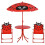 Kids Folding Picnic Table Chair Set w/ Parasol, Red 2