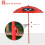 Kids Folding Picnic Table Chair Set w/ Parasol, Red 8