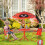 Kids Folding Picnic Table Chair Set w/ Parasol, Red 3