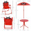 Kids Folding Picnic Table Chair Set w/ Parasol, Red 5