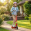 Foldable Powered Scooter with Adjustable Seat, Brake, Red 3