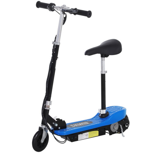 Powered Electric Scooter Ride-On, with Brakes, Adjustable Seat, Adjustable Handlebars, Blue