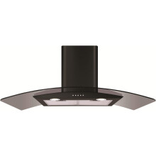 CDA ECP92BL 90cm Black Glass Chimney Cooker Hood Extractor Fan
