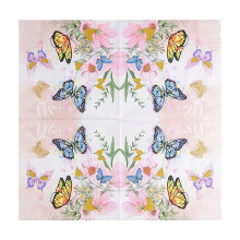 6 Opakowań Po 20 Sztuk/Opakowanie 33x33 cm Kwiat Motyl Drukowany Papier Jednorazowe Serwetki Stołowe Dekoracje Weselne
