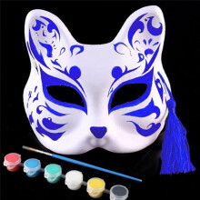 15pcs DIY White Paper Cat Masks with Acrylic Paints - Hand-Painted Personalized Masks for Dance Parties,Celebrations