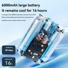 Ventilador Portátil de Cintura de 6000mAh, Ventilador de Pescoço de Alta Velocidade com 100 Velocidades, 40000 RPM, Fluxo de Ar Potente para