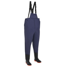 vidaXL Chest Waders with Boots PVC Coated Polyester Size 44 Blue