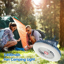 2X Ventilateur de Camping Portable avec Ventilateur Ă Piles Rechargeable USB LED pour Urgence de Voiture de Tente