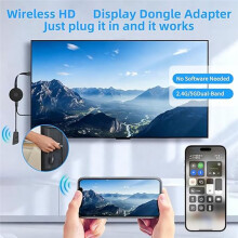 4K Wireless Display Adapter 2.4+5Ghz Dual-Band WiFi Dongle for Video & Audio Streaming From Laptop Tablet TV Projector
