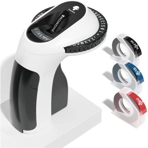 1set Embossing Label Maker Machine with Tapes Retro Embossed Label Maker Old Embosser Labeler with 3 Rolls Paper 1