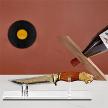 2Pcs Knife Display Stand Acrylic Knife Case Desktop Knife Display, Single Knife Holder for Home Decor (Clear Base)
