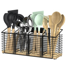 Grand Support D'Ustensiles de Cuisine en Métal Noir pour Organiser les Ustensiles de Cuisine, les Spatules et les Ustensiles
