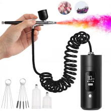 Airbrush Nail med Kompressor Bärbar Airbrush Nail Art Kompressor för Naglar Tårtmålning Hantverk Air Brush Nails Spray