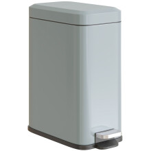5L Rectangular Compact Bin, Steel Body Removable Bucket, Quiet-Close Pedal Lid, Rubbish Can for Home Office Bedroom & Bathroom, Grey