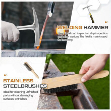 Welding Chipping Hammer and Wire Brush, Heavy Duty Steel Slag Hammer with Wire Brush Slag Removal Tool for Welders