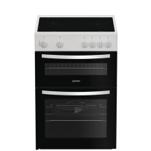 Indesit 60cm Double Oven Electric Cooker - White IDE6VMW