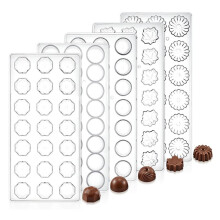 Juego de Moldes de Chocolate de Policarbonato de 5 Piezas, 105 Cavidades para Hacer Dulces, Bandeja para Galletas en Semi-Círculo, Margarita