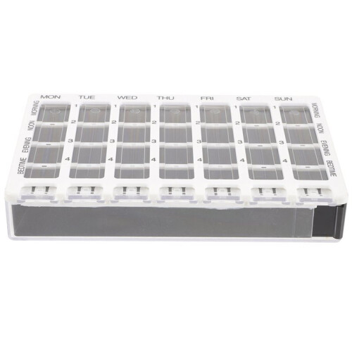 1pc Plastic 28-Grid Compartment Storage Boxes Weekly Pill Box Daily Medication Organizer  Pills Storage Case