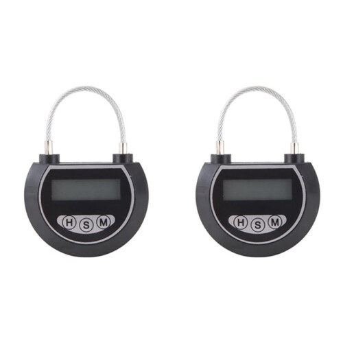 2PCS Electronic  Lock Timer Lock Container Multi Function  Lock Bin for Toys Black