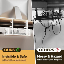 Under Desk Cable Management Tray, Wire Organizers No Drill, Cable Tray with Clamp for Wire Management, Cord Organization