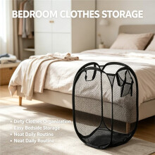 Dirty Clothes Basket Ventilated Foldable Easy Storage Portable for Bedroom Bathroom Closet Storage Organizer 30x48cm