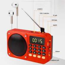 Handheld Digital FM Radio USB TF MP3 Player Portable Radio Music Player with LED Flashlight and Display Gray