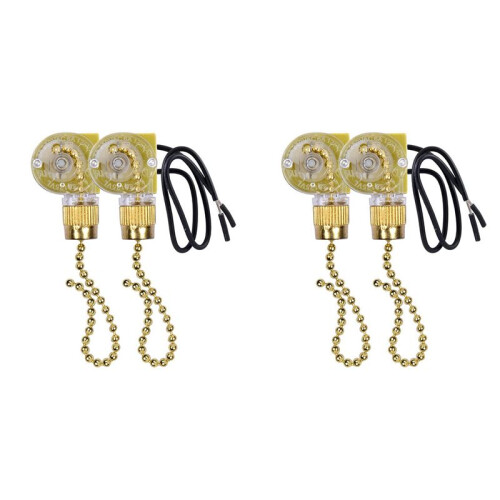 Ceiling Fan Light  Zing Ear ZE-109 Two-Wire Light  with Pull Cords for Ceiling Light Fans Lamps 4Pcs Gold 1