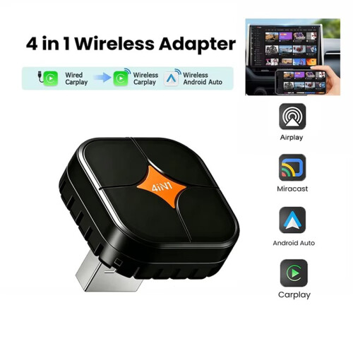 Adattatore Wireless CarPlay per Android Auto 4 In 1 Box AI per Auto Dongle Plug  Screen Mirror Link AirPlay Accessori per Auto A 1