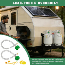 2 Pack RV Propane Hoses, 15 Inch with 1/4 Male NPT & QCC1 Connectors, Propane Pigtail Hoses for Travel Trailer