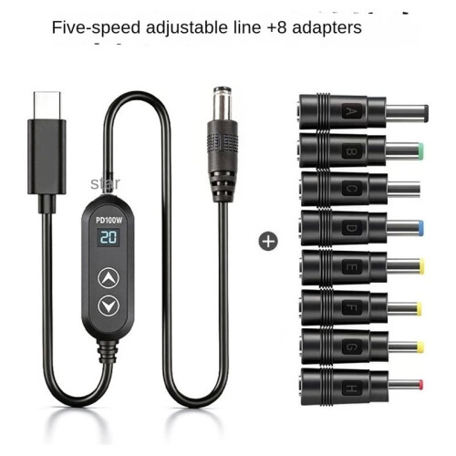Type C to  Power Boost Cable  5V/9V/12V/15V/20V Adjustable Boost Converter PD100W Trigger Cable with 8  Adapter 1