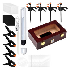 53-Piece Card Repair and Maintenance Tool Set - Includes Heating Pen and Fixing Clamp, Comes with A Wooden Storage Box