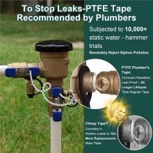 1" Brass Pressure Vacuum Breaker, 400 PSI Sprinkler Backflow Preventer for Irrigation & Industrial Systems