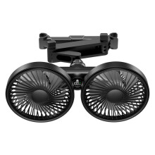 Wiederaufladbarer Dual- Rücksitz-Autolüfter, LED-Display 3 Geschwindigkeiten 360 Drehung USB Kühlventilator