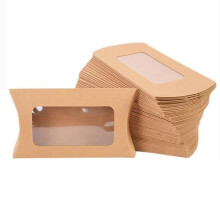 100Pcs Pillow Candy Box Paper Packaging Boxes Candy Bags with Transparent Window Cookie Boxes