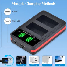 DMW-BLC12 Dual Slot LED Charger for for G7 G85 G95 GH2 G5 G6 GX8 FZ1000 FZ300 FZ2500(No Battery)