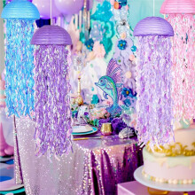 10" Mermaid Jellyfish Lanterns - Multicolor Decorations for Party Hanging Decor (Set of 6)